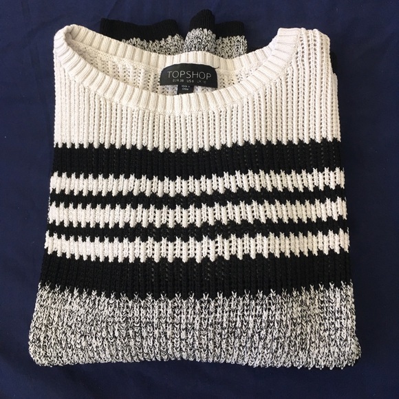 White, Black and Grey stripped TOPSHOP sweater - Picture 4 of 5